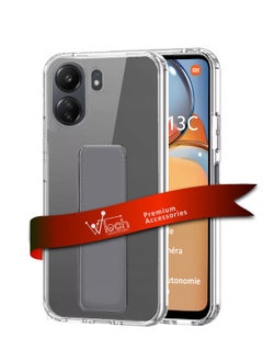 دبليو تيك غطاء وسادة هوائية بمقبض يدوي من مادة TPU لهاتف Xiaomi Redmi 13C 4G 2023 / Xiaomi Poco C65 4G 2023 شفاف/رمادي  - Image 1
