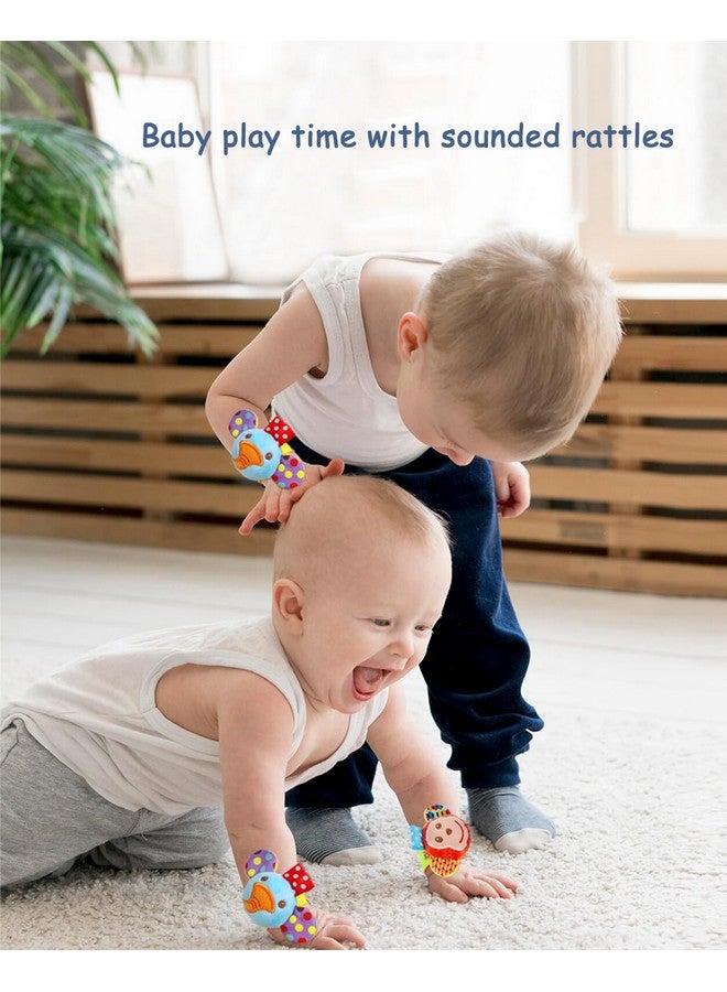 BLOOBLOOMAX Infant Rattle Socks Toys 0 to 12 Months, Baby Wrist Rattle Foot Finder Socks Set, Birthday Holiday Present for Newborn Boy Girl 0/3/4/6/7/8/9/12/18 Months Kids Toddler, Gift Box Package (4A) - Image 2