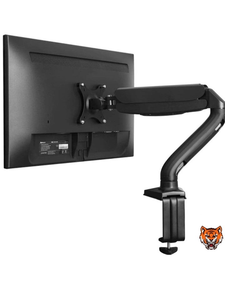 TIGER Single Computer Monitor Arm – Adjustable Height LCD Holder with 2 USB Ports, Swivel, Pan, Tilt, Universal Mount for Sit-Stand Desk, Black  - Image 2