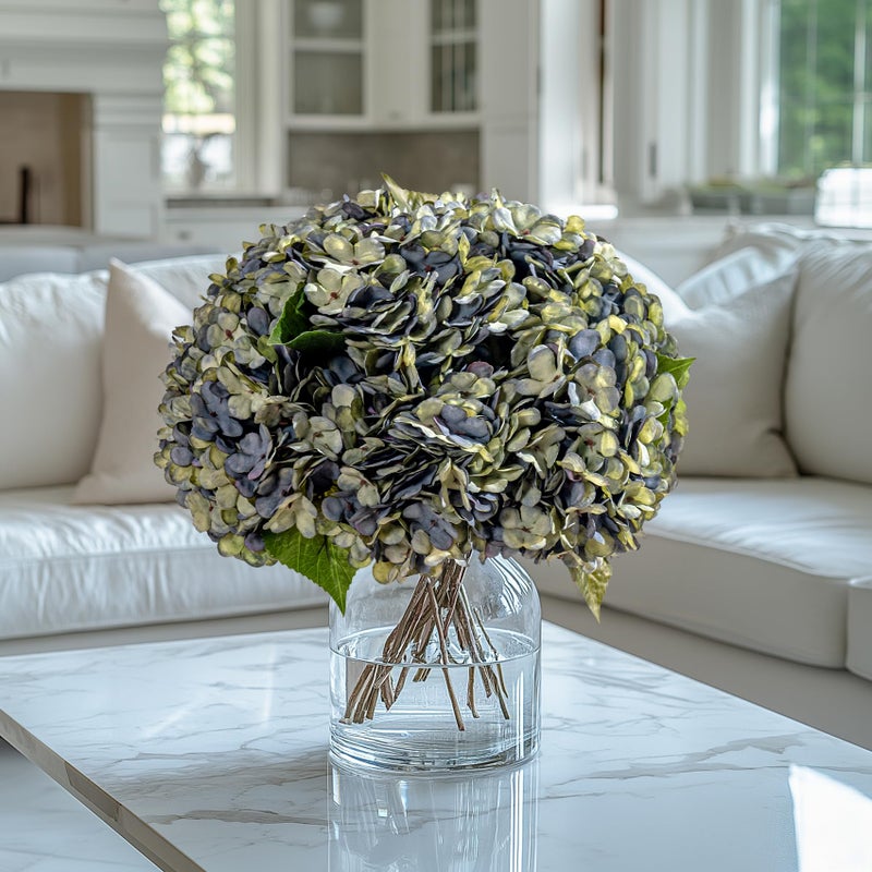 Bailikang 10PCS Fake Hydrangea Artificial Flowers Hydrangea Bouquet for Home Wedding Bridal Bouquet Office Party Table Centerpiece DIY Floral Decor (Autumn Blue) - Image 5