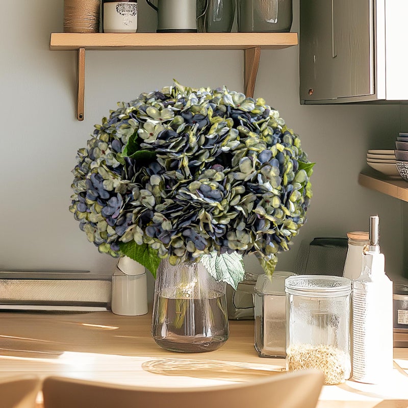 Bailikang 10PCS Fake Hydrangea Artificial Flowers Hydrangea Bouquet for Home Wedding Bridal Bouquet Office Party Table Centerpiece DIY Floral Decor (Autumn Blue) - Image 2