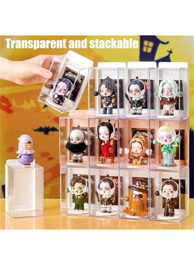 Arabest Figures Display Box, Clear Figures Display Case with ID Card Slot, Stackable Doll Display Stand for Pop Mart Lego Collectibles Action Figures (Green) - Image 2