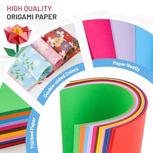 AluAbi Japanese Origami Paper Kit,100 Sheets Japanese Patterns & 400 Sheets Double Sided Color Origami Paper,DIY Arts Crafts Scrapbook Folding Paper Set for Kids Ages 5-8 8-12,Gift for Kids Boys Girls - Image 3