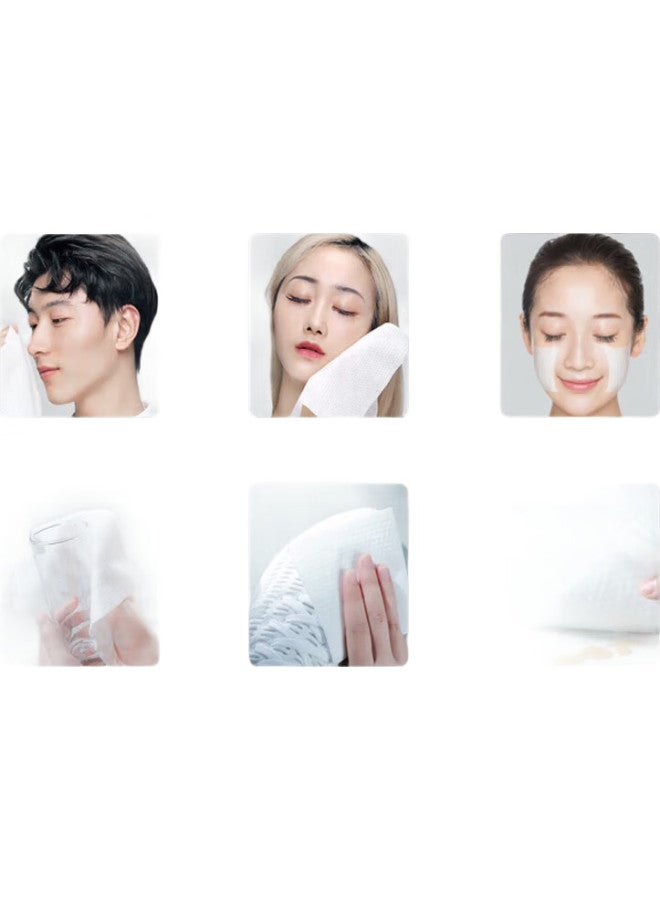 Hefengyu Disposable Face Towels, Facial Cleansing Wipes, Wet And Dry Use, Thickened Plain Weave, 100 Sheets * 3 Packs - Image 2