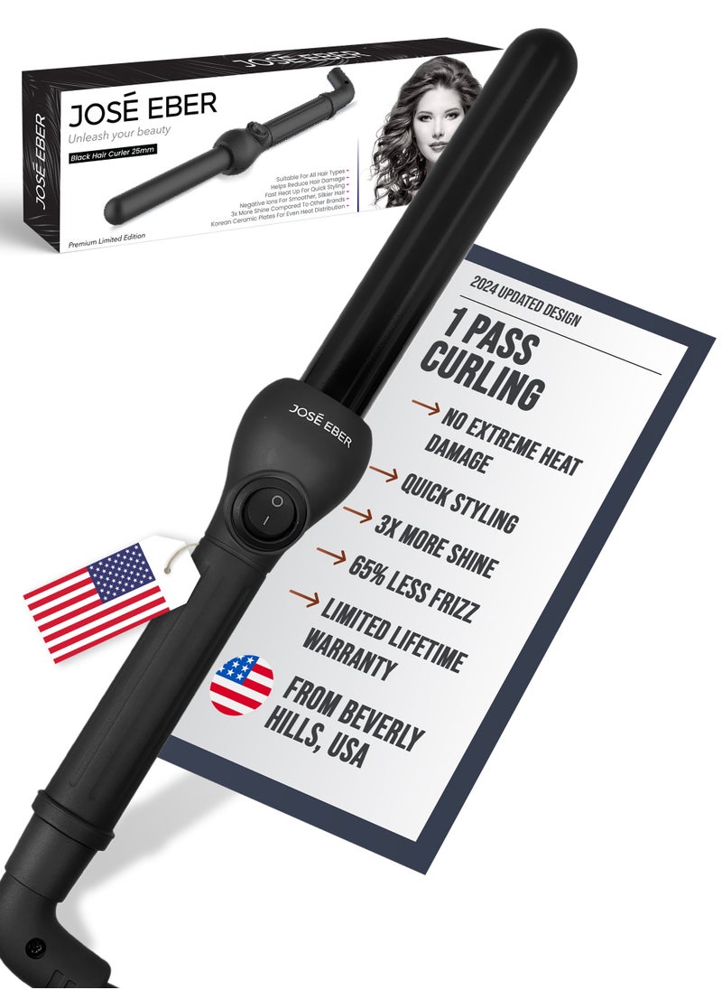 JOSE EBER Prostyle 25Mm Clipless Curling Iron - Negative Ions Hair Curler- Ceramic Wand For Stunning Beach Waves And Long-Lasting Curls Black  - Image 1