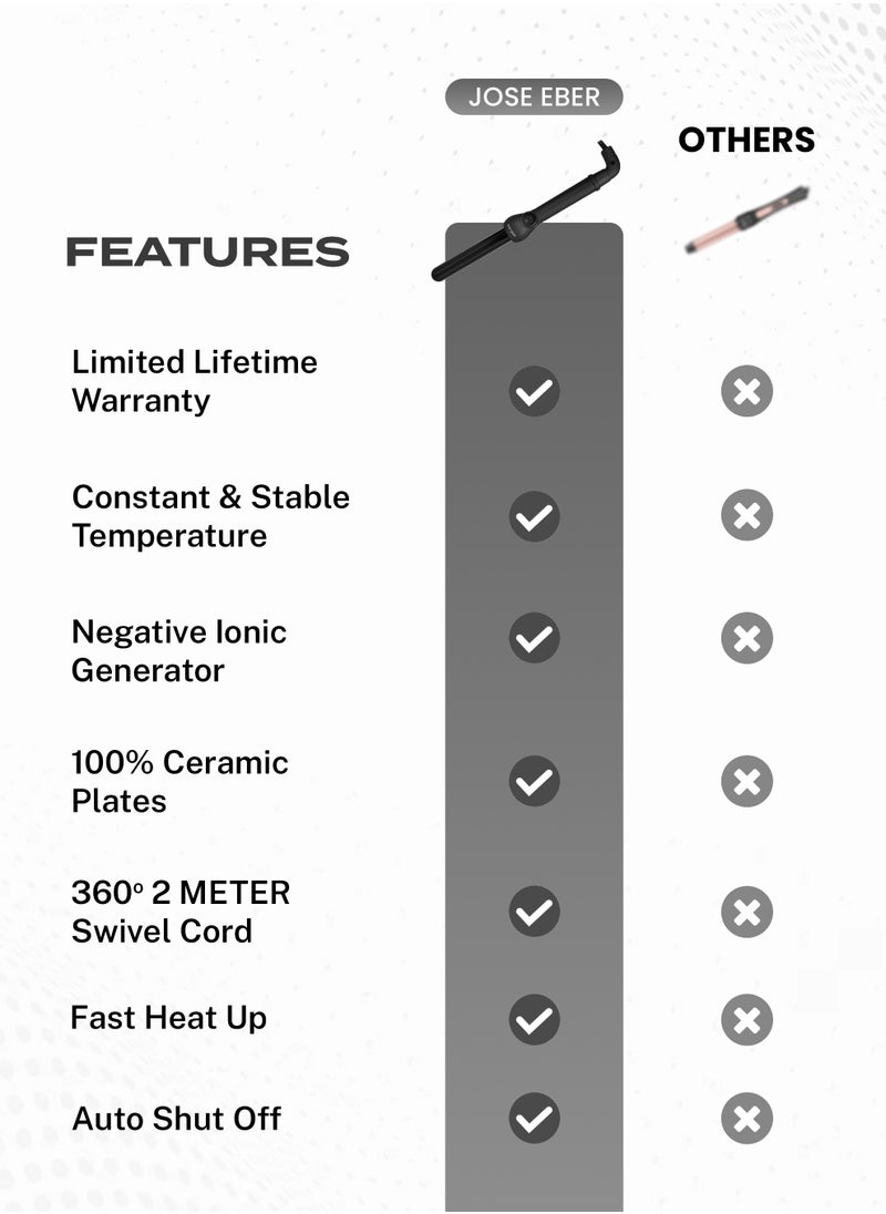 JOSE EBER Prostyle 25Mm Clipless Curling Iron - Negative Ions Hair Curler- Ceramic Wand For Stunning Beach Waves And Long-Lasting Curls Black  - Image 5