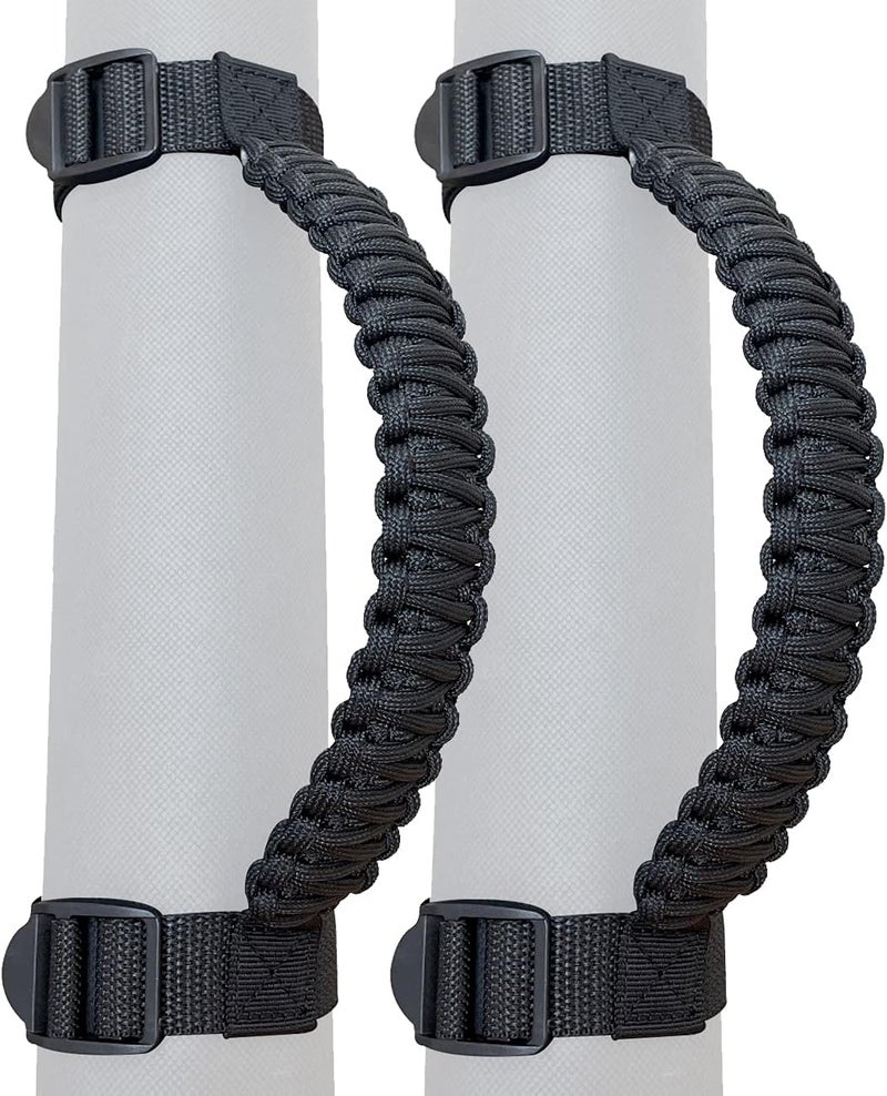 ROMASO Roll Bar Grab Handles for Jeep Wrangler YJ TJ JK JKU JL JLU (1987-2024) - Black Paracord Grab Handle - Image 1
