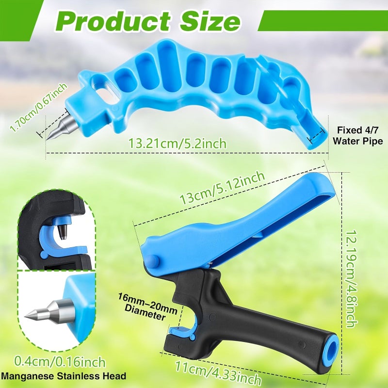Blue Drip Irrigation Pipe Cutting Drilling Tool Set 2in1 for 16 20 25mm PE Pipes - Image 3