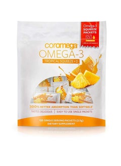 Omega 3 Fish Oil Supplement + Additional Vitamin D3 650Mg Of Omega 3S With 3X Better Absorption Than Softgels Tropical Orange Flavor 120 Single Serve Squeeze Packets
