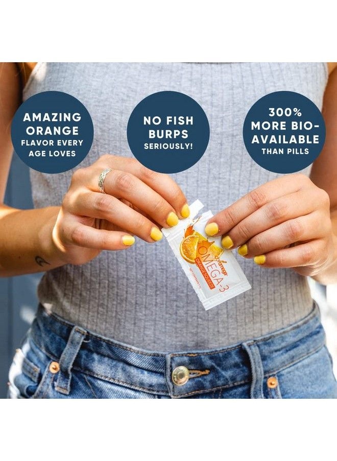 Coromega - Omega 3 Fish Oil Supplement + Additional Vitamin D3 650Mg Of Omega 3S With 3X Better Absorption Than Softgels Tropical Orange Flavor 120 Single Serve Squeeze Packets - Image 1