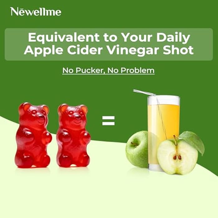 NEWELLME Sugar-Free Apple Cider Vinegar (ACV) Gummies with The Mother & B12, Vegan Organic Vitamin Gummies for Digestion, Energy & Metabolism,Gluten-Free, Multivitamin Support,120 Counts - Image 5