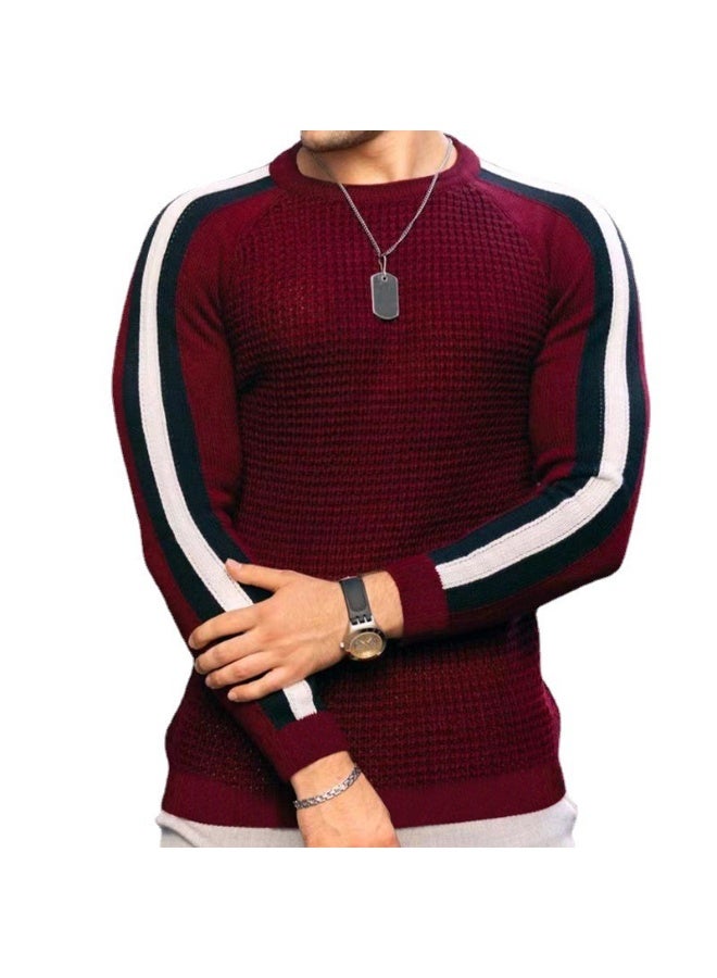 NIBEMINENT Fashionable Mens Casual Knitted Sweater Long Sleeved Round Neck Mens Sweater Knitted Pullover Men's Clothing - Image 1