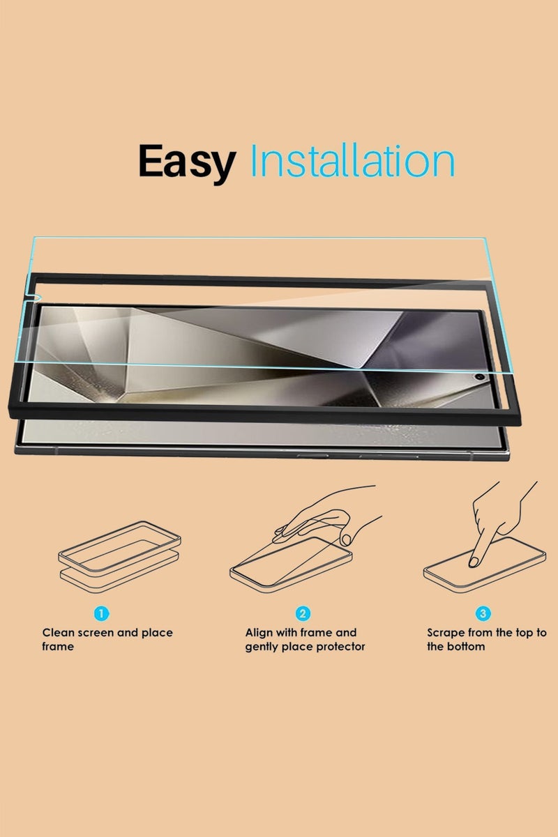 Techie 2 Pack Samsung Galaxy S24 Ultra Screen Protector, Super Clear Gorilla Glass with Easy Installation Auto Alignment Frame, 9H Tempered Glass, Bubble-Free, Case-Friendly - 2 Pack - Image 2