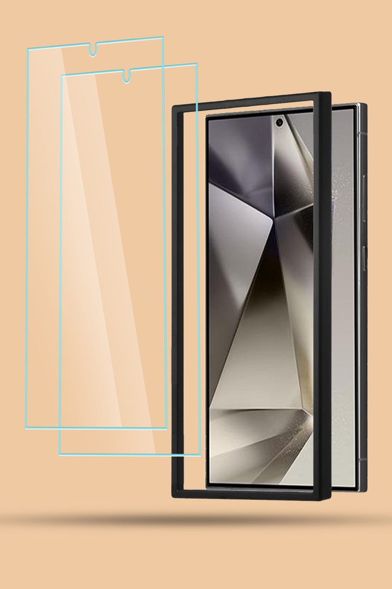 Techie 2 Pack Samsung Galaxy S24 Ultra Screen Protector, Super Clear Gorilla Glass with Easy Installation Auto Alignment Frame, 9H Tempered Glass, Bubble-Free, Case-Friendly - 2 Pack - Image 3