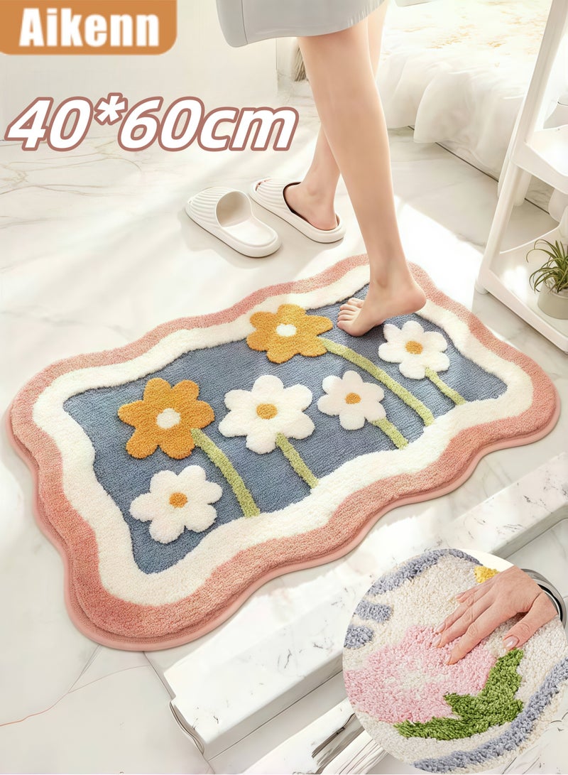 Aikenn 40*60CM Bathroom Rug Mat,Extra Soft and Absorbent Microfiber Bath Rugs,Non-Slip Bath Mat, Luxury Bathroom Rug Mat,Machine Wash Dry,Bath Mats for Bathroom Floor  - Image 1