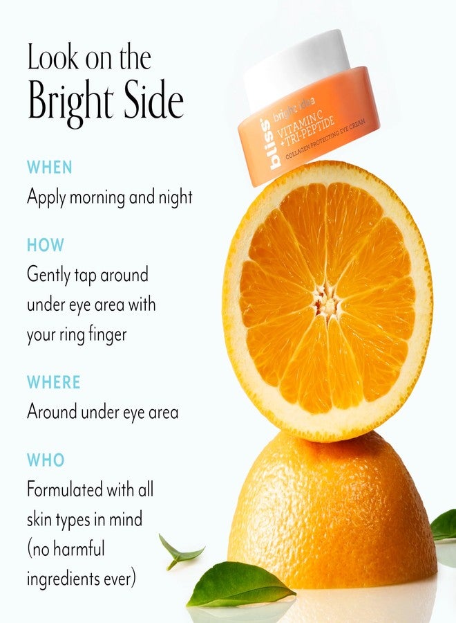Bliss Bright Idea Vitamin C Eye Cream - Brighten & Hydrate Anti-Aging Treatment, Reduces Fine Lines, Boosts Collagen & Firms, 3-O-Ethyl Ascorbic Acid, Tri-Peptide & Licorice Root, 0.5fl oz - Image 5
