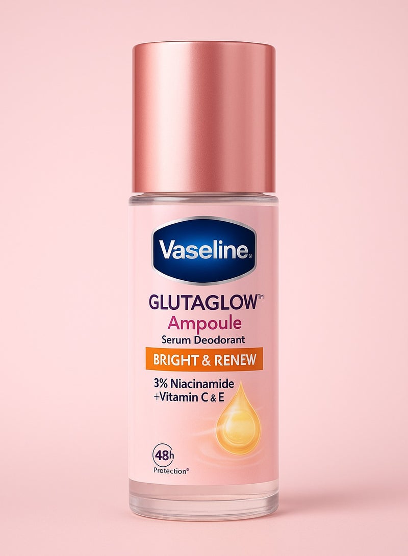 Vaseline GlutaGlow Ampoule Roll-On Deodorant – Bright & Renew with Niacinamide + Vitamin C & E, 48H Protection, 45ml
