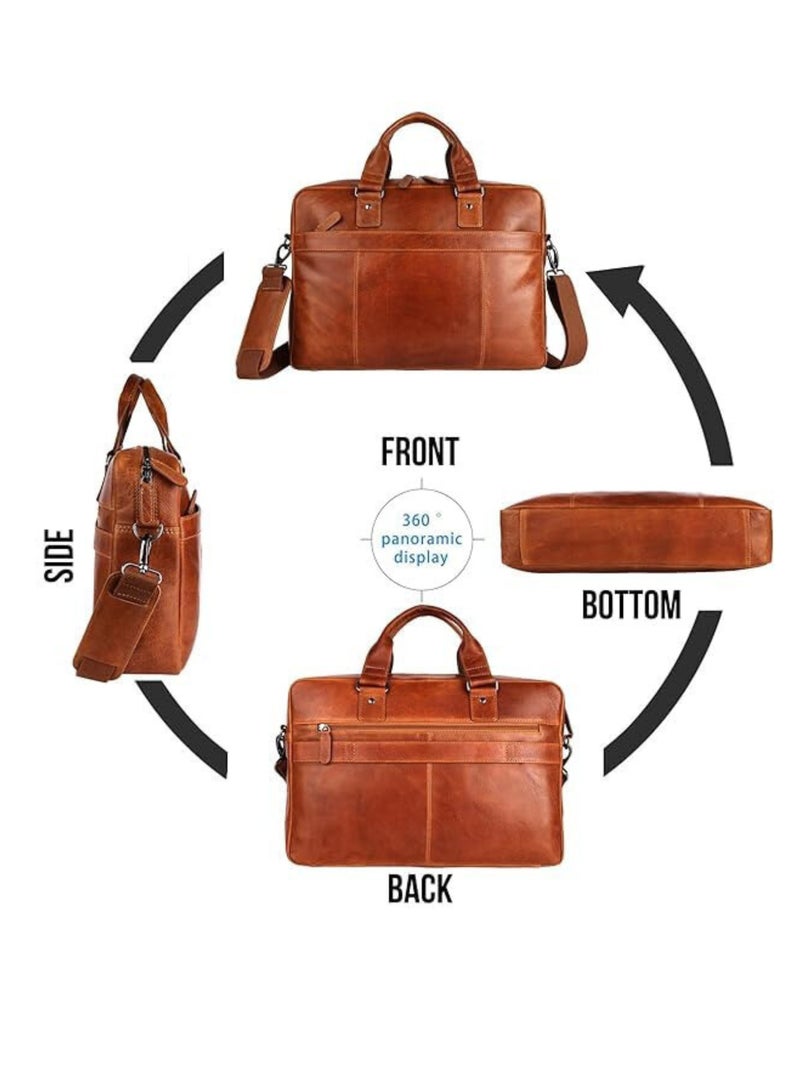 SKENZBI Leather Laptop Bag for Men -Office Bag, Fits Upto 16 Inch Laptop/MacBook-Briefcase Shoulder Strap Laptop Messenger Bag - Image 5