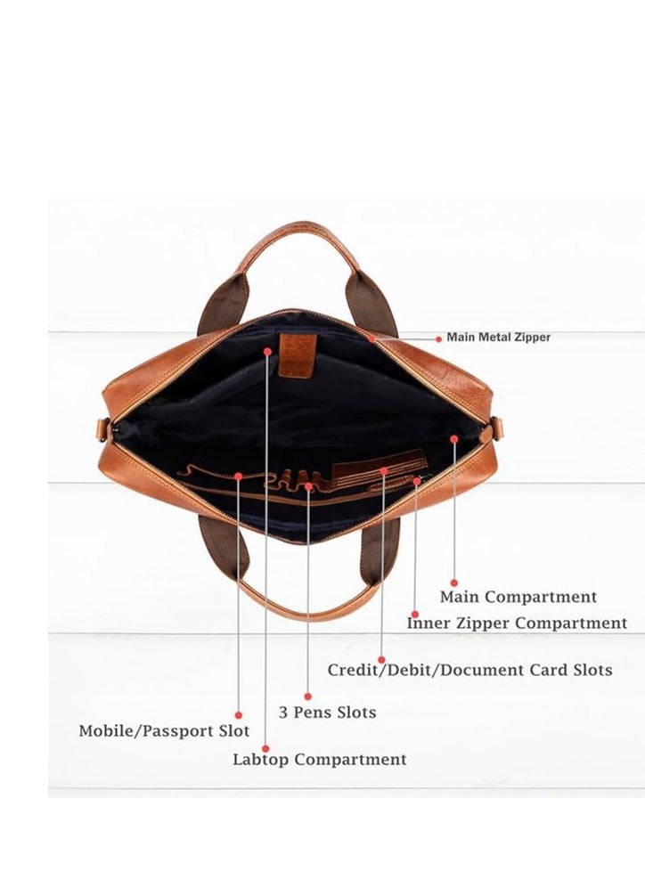 SKENZBI Leather Laptop Bag for Men -Office Bag, Fits Upto 16 Inch Laptop/MacBook-Briefcase Shoulder Strap Laptop Messenger Bag - Image 3