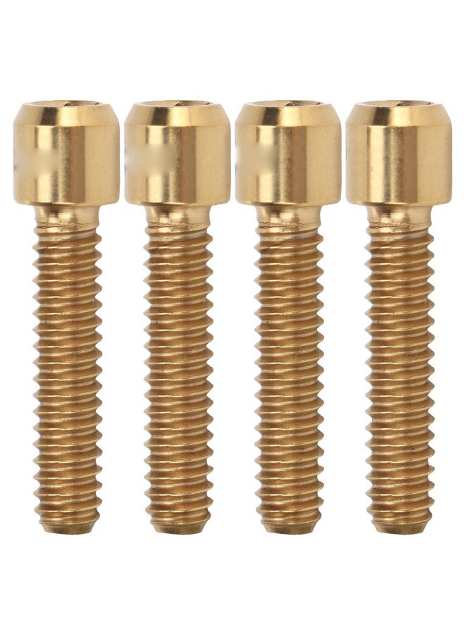 RISK 4PCS RISK M6 X 20mm Mountain Bike Disc Brake Fixed Screw Titanium Alloy Bike Crankset Screw Disc Brake Caliper Fixed Screw Gold - Image 1