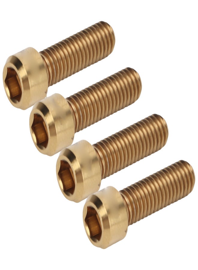 RISK 4PCS RISK M6 X 20mm Mountain Bike Disc Brake Fixed Screw Titanium Alloy Bike Crankset Screw Disc Brake Caliper Fixed Screw Gold - Image 2
