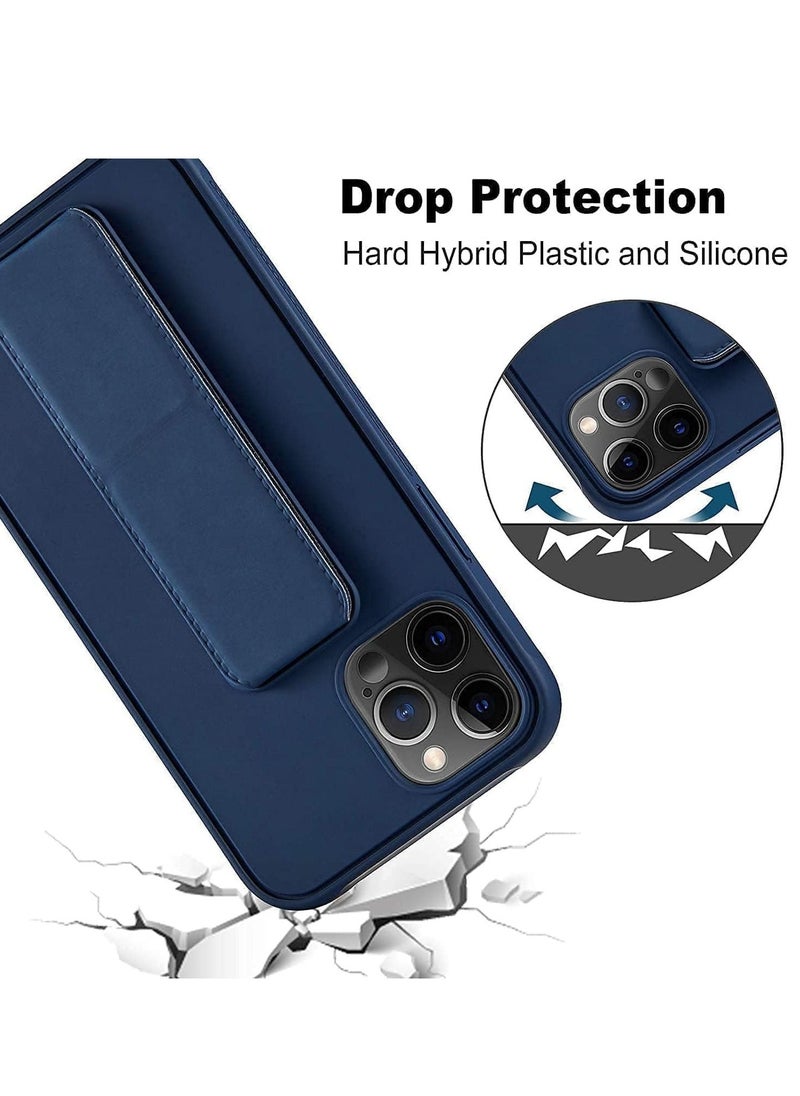 Raxoom iPhone 16 Pro Max Blue Magnetic Kickstand Case with Premium Silicone, Vertical & Horizontal Hand Strap, and Multi-Stand - Image 4