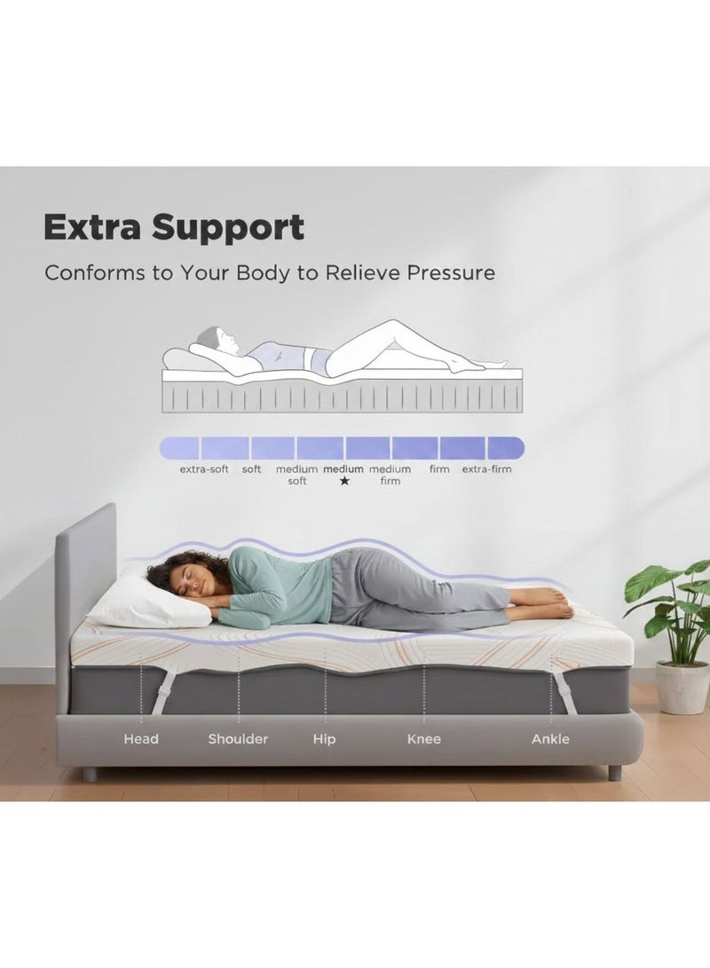 Rexal Home 8 cm Gel-Infused Memory Foam Mattress Topper 90x190 cm – Single Size Cooling Bed Topper with Removable Washable Cover, Soft Pressure Relief & Support - Image 4