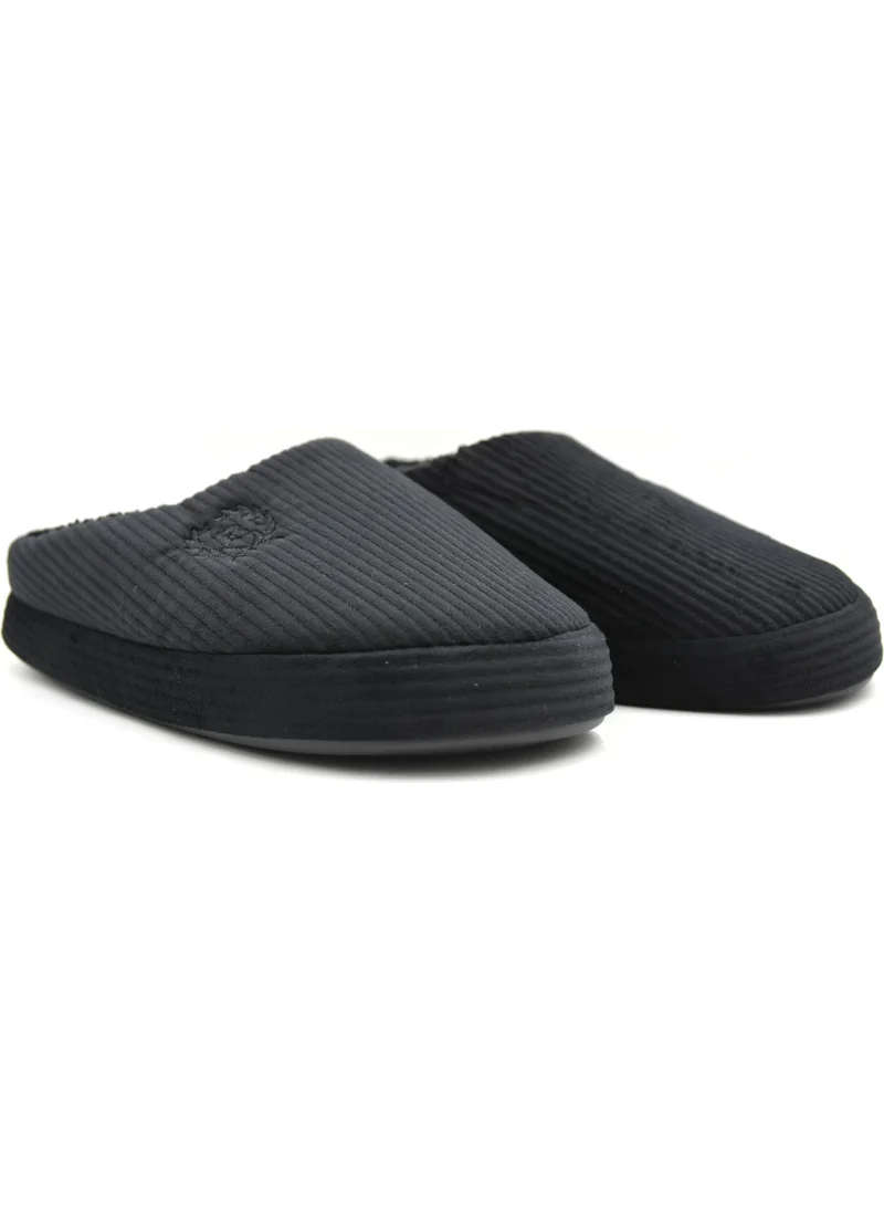 بريجو Velvet Cotton Men's Home Slippers Black on Black