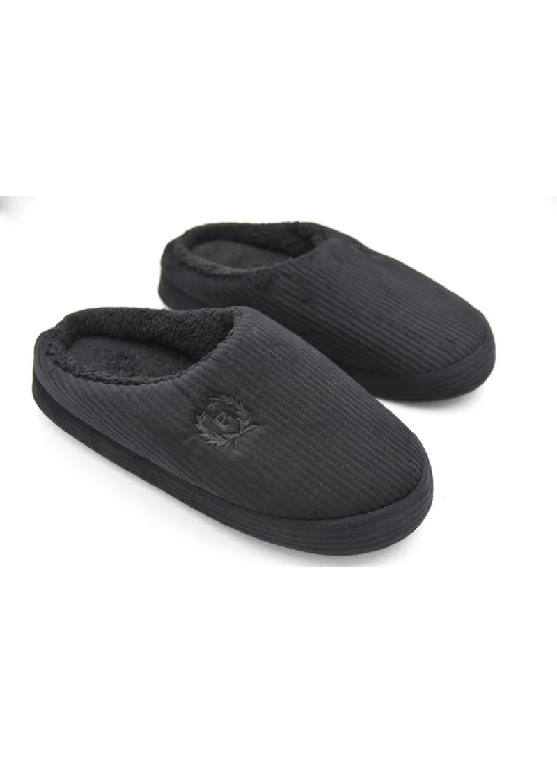 Prego Velvet Cotton Men's Home Slippers Black on Black