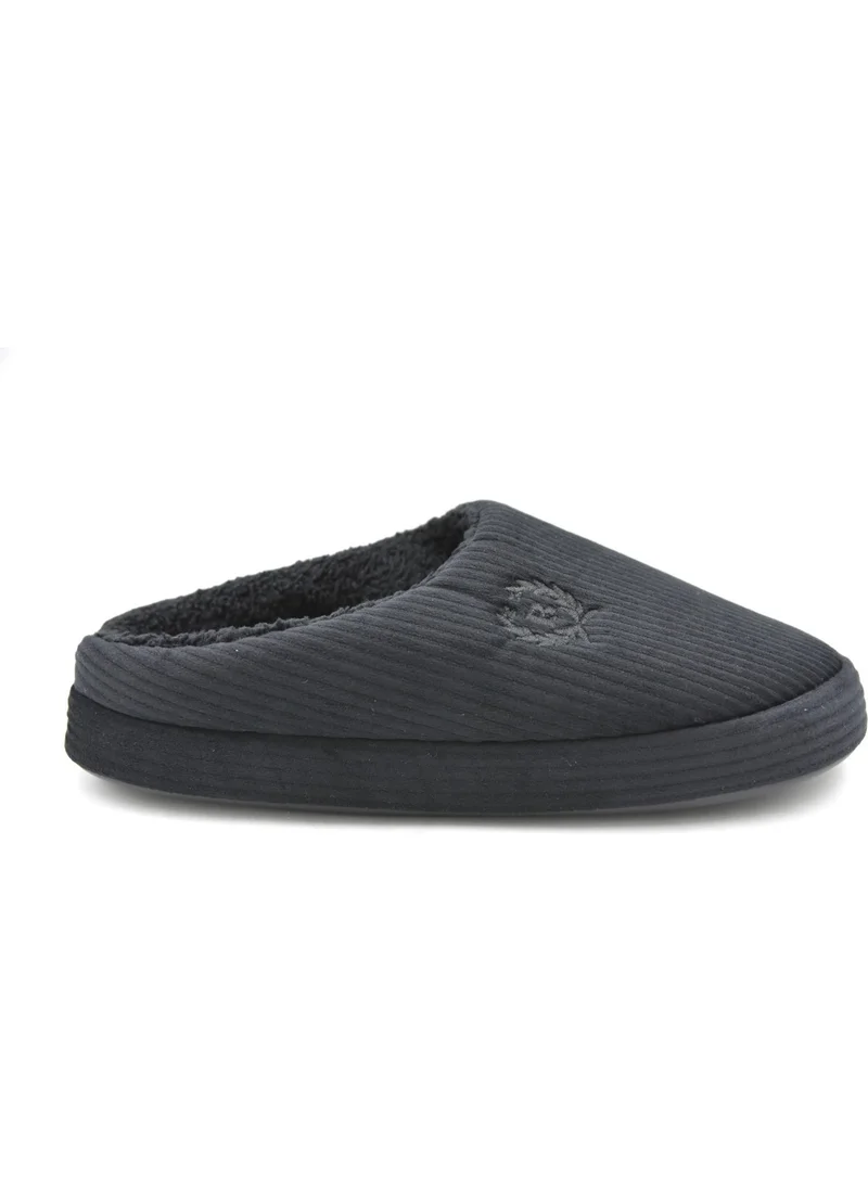 بريجو Velvet Cotton Men's Home Slippers Black on Black