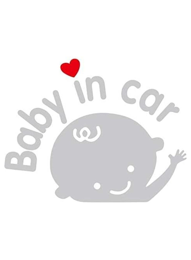 Rubik علامة "طفل على متن السيارة"، ملصق سيارة ذاتي اللصق مقاوم للماء عاكس، علامة تحذير (فضي/أحمر، طفل ذكر) - Image 2