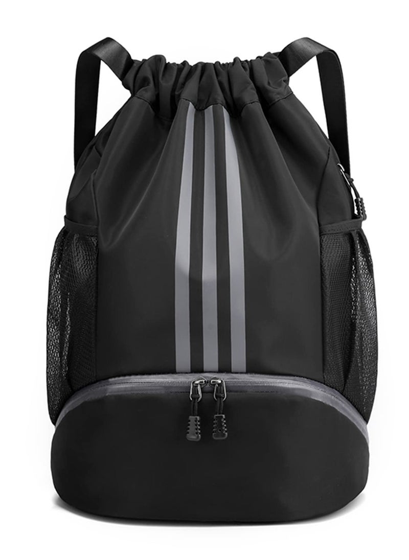 PYC Drawstring Backpack Drawstring Bag Gym Sack String Bag Men Women, Basketball Bag Bundle Pocket Drawstring Backpack Student School Bag Football Bag Storage Bag Large Capacity Fitness  - Image 1
