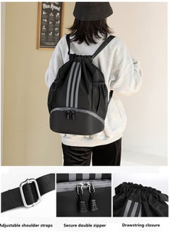 PYC Drawstring Backpack Drawstring Bag Gym Sack String Bag Men Women, Basketball Bag Bundle Pocket Drawstring Backpack Student School Bag Football Bag Storage Bag Large Capacity Fitness  - Image 2