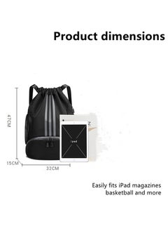 PYC Drawstring Backpack Drawstring Bag Gym Sack String Bag Men Women, Basketball Bag Bundle Pocket Drawstring Backpack Student School Bag Football Bag Storage Bag Large Capacity Fitness  - Image 5