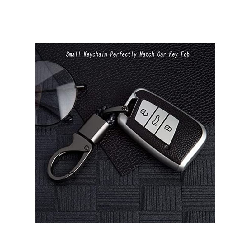 SOLARAE Car Key Fob, Holder Keys Chain Sturdy Metal with D-ring for Men and Women 2 Pack Black Suitable for Most Car Keys Embedded in PU Leather - Image 5