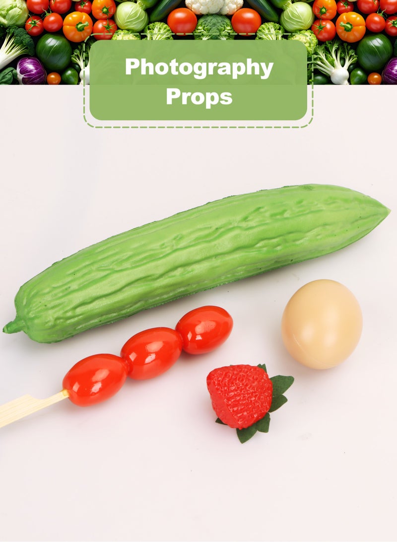 HomarKet 4 Pieces Artificial Vegetables Simulation Momordica Charantia,Cherry Tomato, Egg and Strawberry, Novelty Fake Vegetables Decoration PU Food Set Artificial Vegetables for Home Kitchen Party Decorations Ornaments Photo Props Table Display  - Image 4