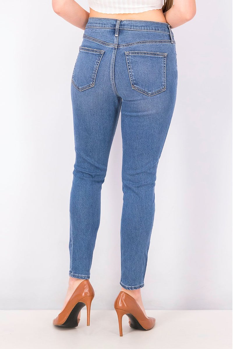 GAP Women Skinny Fit Ankle Cut Rip Jeans, Blue - Image 4