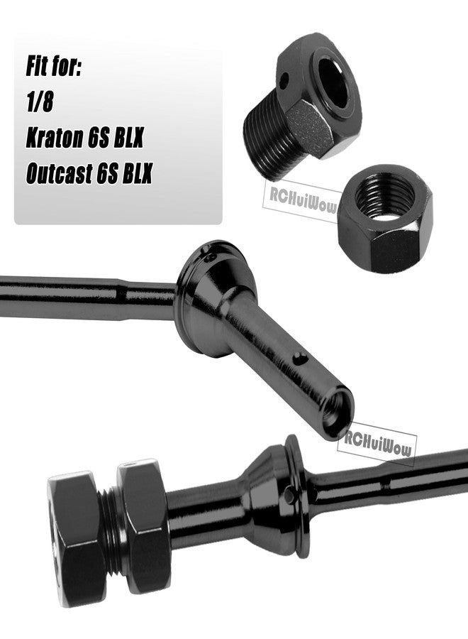 RCHuiWow RC Driveshafts Axle CVD Upgrades Part for 1/8 Kraton 6S BLX,Outcast 6S BLX,Harden Steel #45 Widen Front Rear Drive Shafts,4PCS,w/Wheel Hex Hub,Black - Image 2