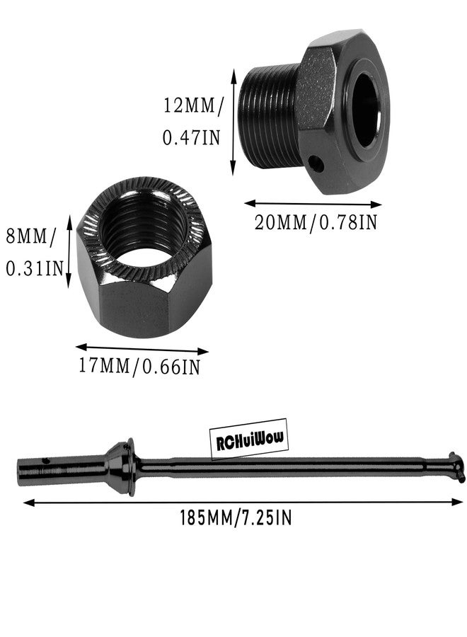 RCHuiWow RC Driveshafts Axle CVD Upgrades Part for 1/8 Kraton 6S BLX,Outcast 6S BLX,Harden Steel #45 Widen Front Rear Drive Shafts,4PCS,w/Wheel Hex Hub,Black - Image 5