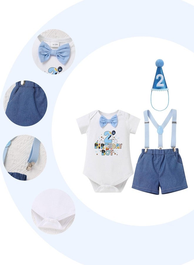 ODOLDI Infants Toddlers Baby Boys Bluey 1st / 2nd Birthday Outfits Short Sleeve One Piece Romper Onesie, 4pcs set Deep Blue 2 2-3 T - Image 5