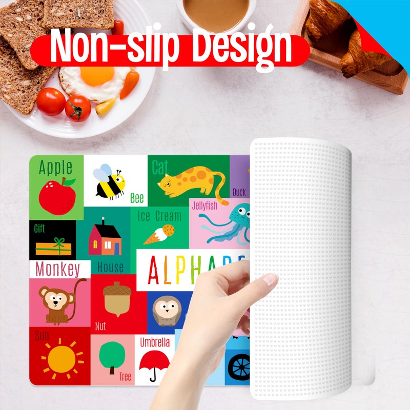 SpriteGru 6 Pack Placemats for Kids, Non-Slip Washable, Reusable Alphabet, Number, Month, Color & Emotion Educational Placemats for Home, Kindergarten, Classroom, Nursery - Image 5