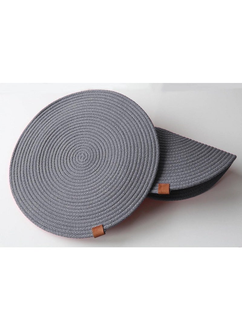 Home Gallery Round Rope Heat Resistant Placemats 35 Cm, Table Décor, Wall Décor Gray - Image 4