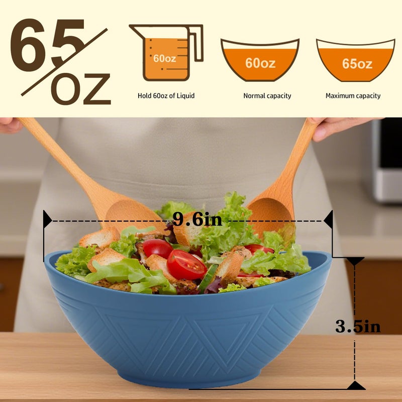 Homienly 60oz Wheat Straw Bowls Set of 6 Salad Bowls Large Popcorn Bowl Unbreakable Serving Bowls Microwave & Dishwasher Safe Bowl Set Centerpiece Bowls for Kitchen, Party, Decor, Camping (Multi) - Image 2