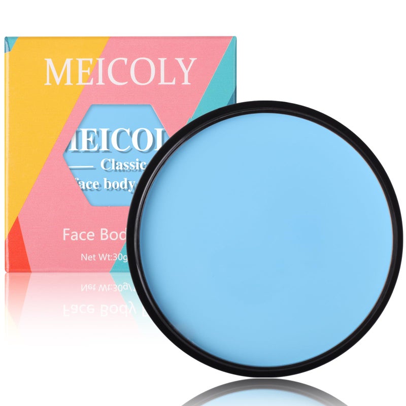 MEICOLY Light Blue Face Body Paint105oz Water Based Washable Pale Baby Blue Face Paint SadnessFace Painting for Sally Avatar Scary Corpse Bride Halloween SFX Cosplay Makeup
