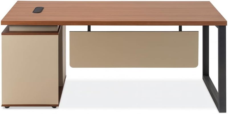 Neo Front مكتب تنفيذي على شكل حرف L نيو فرونت مع أدراج تخزين - طاولة كمبيوتر من خشب MDF بطول 1.6م للمكتب ومساحة العمل في المنزل - Image 1