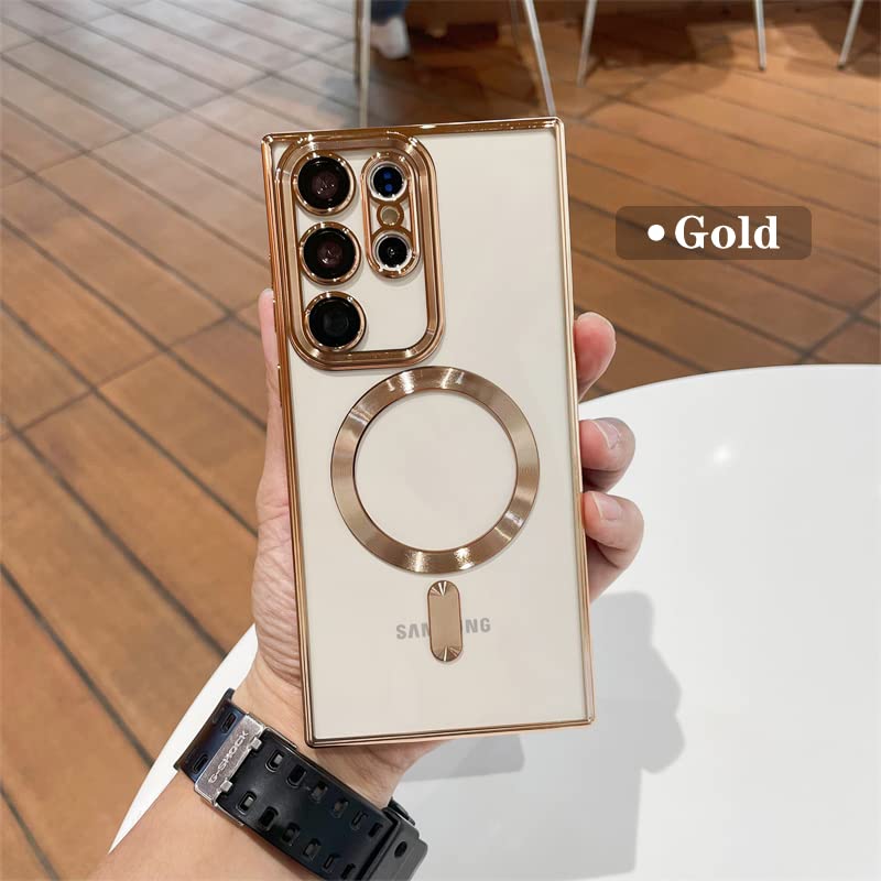 Doowear Galaxy Note 20 Ultra Case Magnetic [Support Magsafe Charger] Wireless Anti-Scratch Shockproof Plated Clear Full Camera Protection Phone Cover Case for Samsung Galaxy Note 20 Ultra-Gold - Image 3