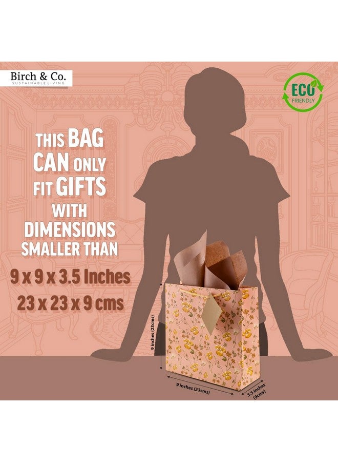 Birch & Co. حقائب هدايا بيرش وشركاه - حقائب ورقية للهدايا المرتجعة - حقيبة هدايا ورقية - حقائب متوسطة لحمل الهدايا - حقائب جيدة متوسطة مع مناديل وبطاقة شكر - أغطية هدايا - عبوة من 50، خوخي - Image 4