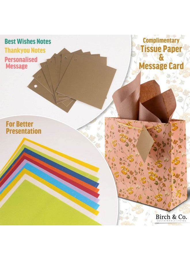 Birch & Co. حقائب هدايا بيرش وشركاه - حقائب ورقية للهدايا المرتجعة - حقيبة هدايا ورقية - حقائب متوسطة لحمل الهدايا - حقائب جيدة متوسطة مع مناديل وبطاقة شكر - أغطية هدايا - عبوة من 50، خوخي - Image 5