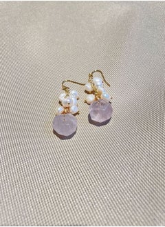 General 925 Silver-Plated 18KGold Inlaid Natural Freshwater Pearls And Natural Pink Crystals/Original Handmade Earrings  - Image 3