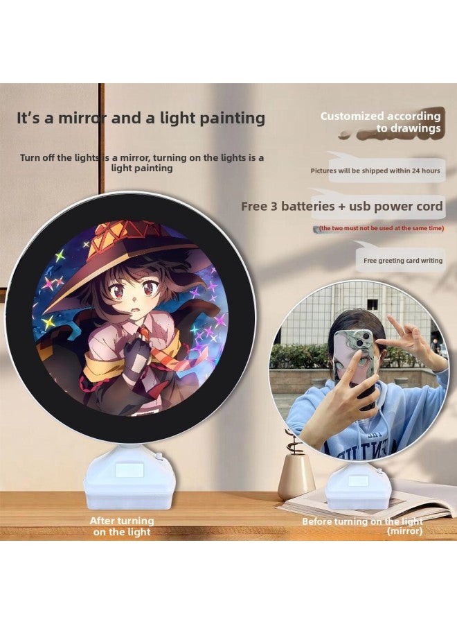 Mirror Light Painting Offers Blessings To The Beautiful World Huihui Akya Secondary Yuan Surrounding Bedroom Fill Light-Specifications:my 1077-4 Huihui_magic Mirror + USB Cable + Battery + Gift Box